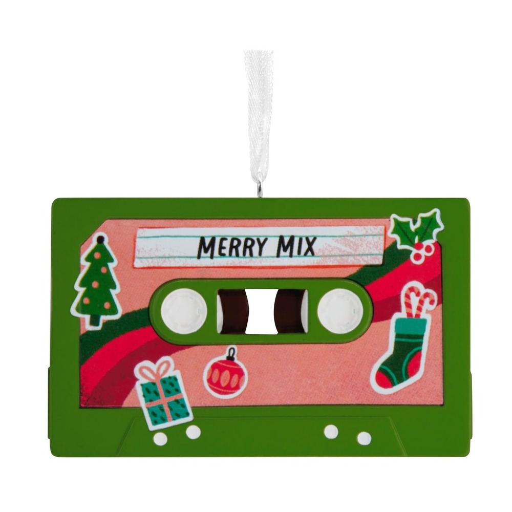 Hallmark Merry Mixtape Christmas Ornament Green Cassette Tape Retro 1HG03615
